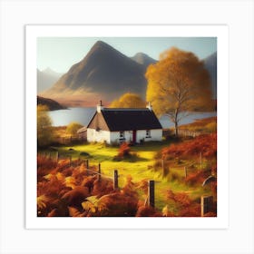 A cottage in the Scottish highlands Art Print