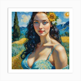 Sunflower Girlfgh 1 Art Print