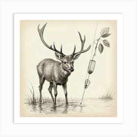 Deer Fishing 13 Art Print