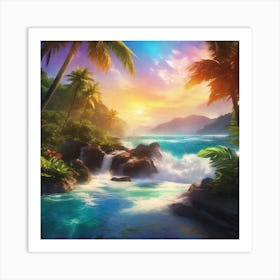 Tropical Landscape Painting 1 Art Print