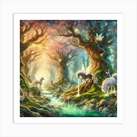 Unicorns In The Forest art 1 Art Print