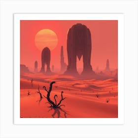 Otherworldly Desert With Massive, Alien Structures Art Print