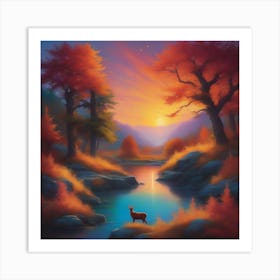 Deer In The Forest 5 Art Print