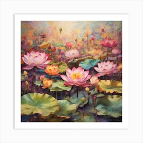 Lotuses meadow Art Print