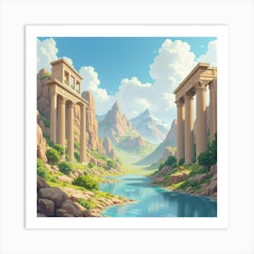 Watercolor The Gods’ Realm Of Olympus Depicted In A Grand, Mythical Setting 1 Art Print