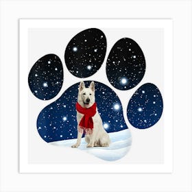 Swiss Shepherd Winter Snow Paw Dogs Christmas Art Print