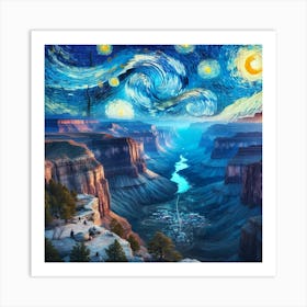 Van Gogh Painted A Starry Night Over The Grand Canyon 2 Art Print