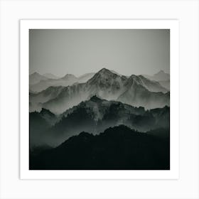 Black And White Mountains 1 Art Print