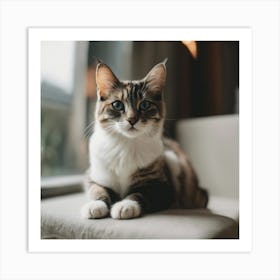 Cat Sitting In Front Of Window Art Print