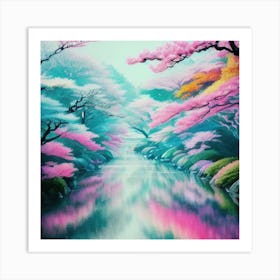 Sakura River Art Print