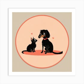 Cat and dach Art Print