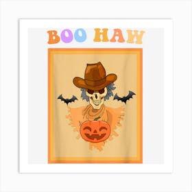 Retro Boohaw Ghost Western Cowboy Spooky Season Halloween Art Print