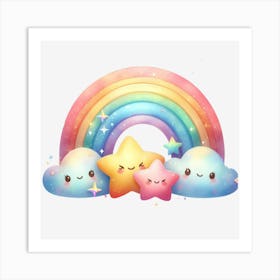 Kawaii Rainbow 1 Art Print