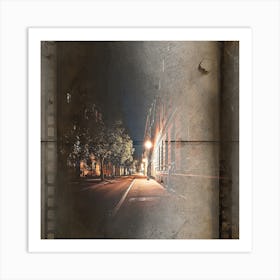 Street Scene At Night Art Print