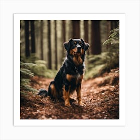 Dog In The Forest 1 Art Print