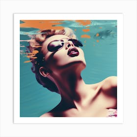 Swimming Retro Style 2 Art Print