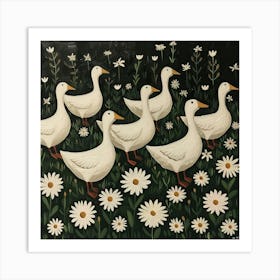 White Ducks Fairycore Painting 3 Art Print