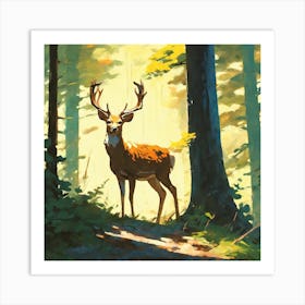 Deer In The Woods 19 Art Print