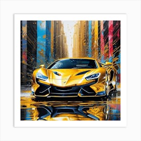 Golden Lamborghini 3 Art Print
