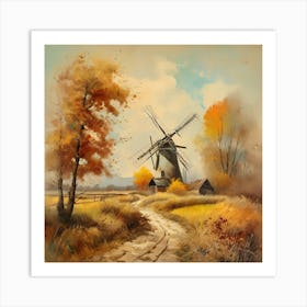 Vintage Oil Painting, Farmhouse Wall Decorations, Vintage Landscape, Printable Wall Art, Vintage Landscape Oil Painting.
4Windmills. Art Print