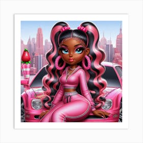 Pink Car Art Print