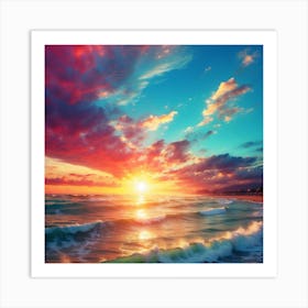 Sunset At The Beach Art Print