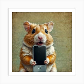 Hamster Holding Cell Phone 4 Art Print