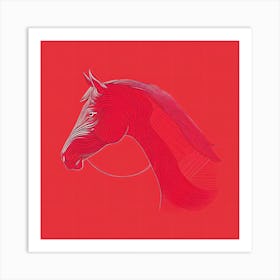 Horse Head On Red Background Art Print