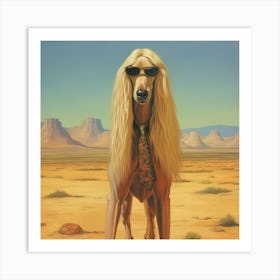 A Leggy Blond Hippy Afgan Hound Art Print