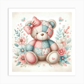 Patchwork Bear 11 Art Print