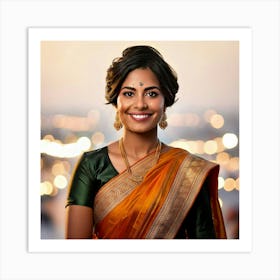 Firefly Confident Indian Businesswoman In Modern Saree With Styled Short Hair 3872 (1) Art Print