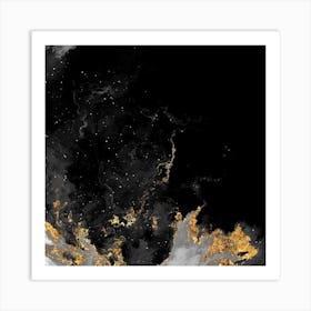 100 Nebulas in Space with Stars Abstract in Black and Gold n.018 Art Print