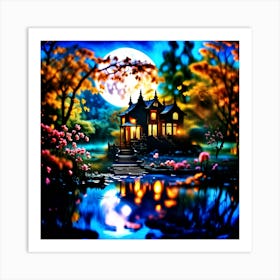 House In The Moonlight Art Print