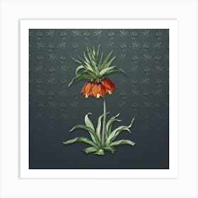 Vintage Fritillaries Botanical on Slate Gray Pattern n.2112 Art Print