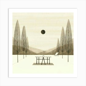 Table In The Snow Art Print