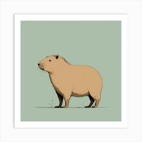 A Cute Minimalistic Simple Capybara Side Profile Art Print