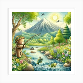 Bear Fishing Art Print