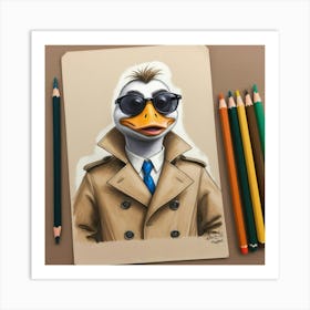 Duck In A Trenchcoat 2 Art Print