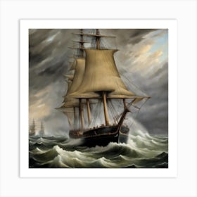 ship battling waves Art Print