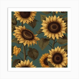 Default Default Retro Vintage Sunflower For Defferent Seasons 2 (1) Art Print