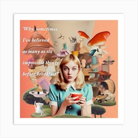 Alice In Wonderland Quote Square Art Print