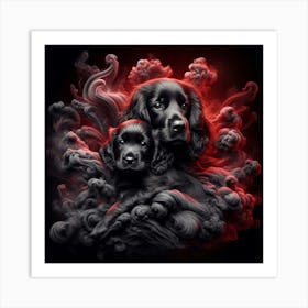 Black Dogs In Smoke Art Print