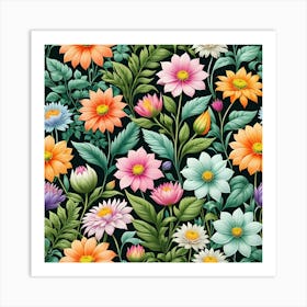 Floral Seamless Pattern 3 Art Print