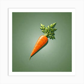 Carrot On Green Background 1 Art Print