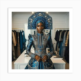 Nigerian Woman In A Blue Dress Art Print