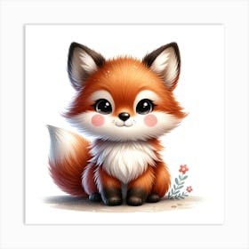 Cute Watercolor Fox Art Print