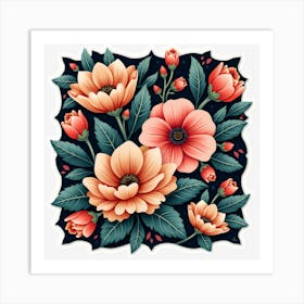 Flowers In A Square Art Print