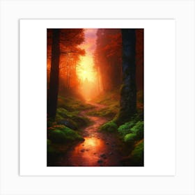 Sunset In The Forest 3 Art Print