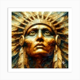 Bronze Native American Abstract Head Bust Copy Art Print