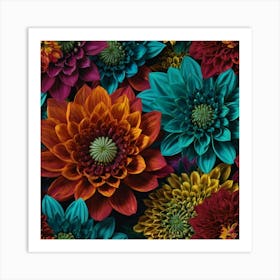 Colorful Dahlias Art Print